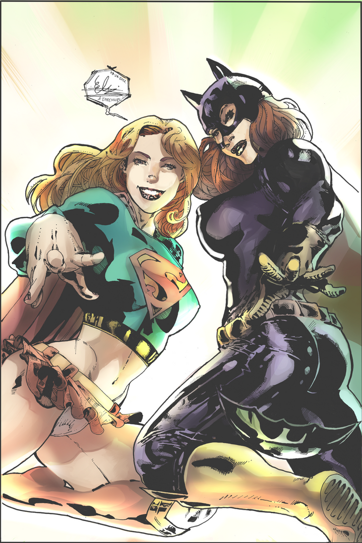 Supergirl Batgirl Colored By Daremaker On Deviantart