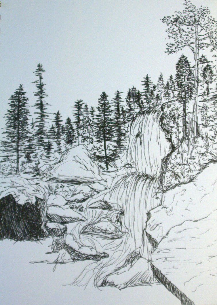 Waterfall Sketch by ArtFromNature on DeviantArt