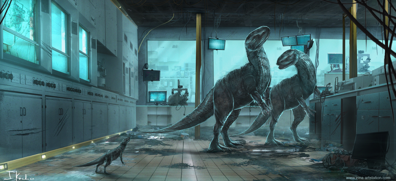 dinosaurs_in_a_lab_by_heliacwolf-da1vi2h