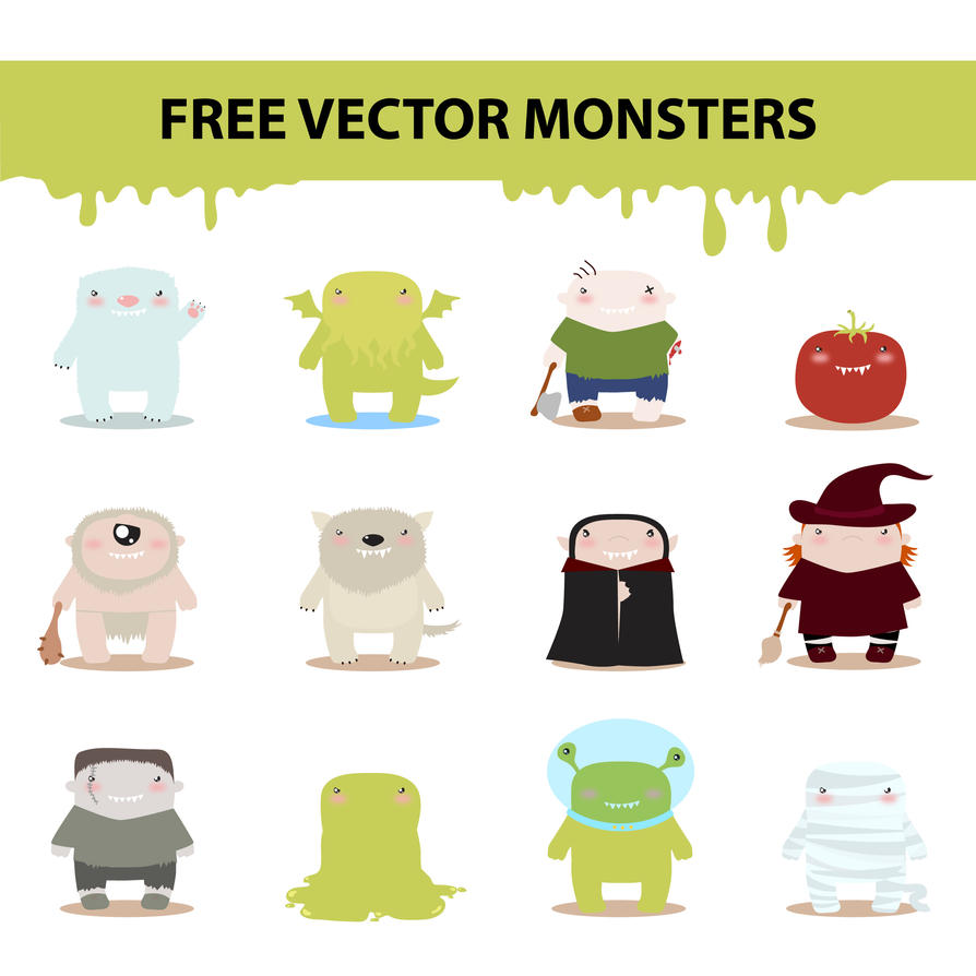 free vector monsters by harridan