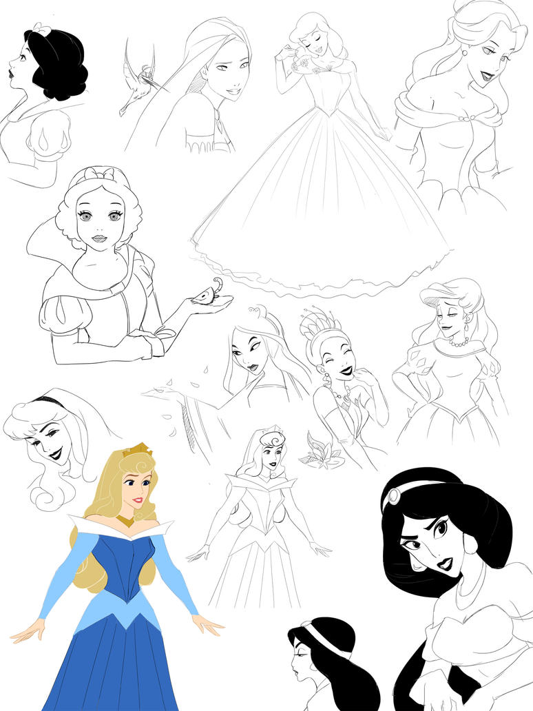 Disney Princess sketches by Precia-T on DeviantArt